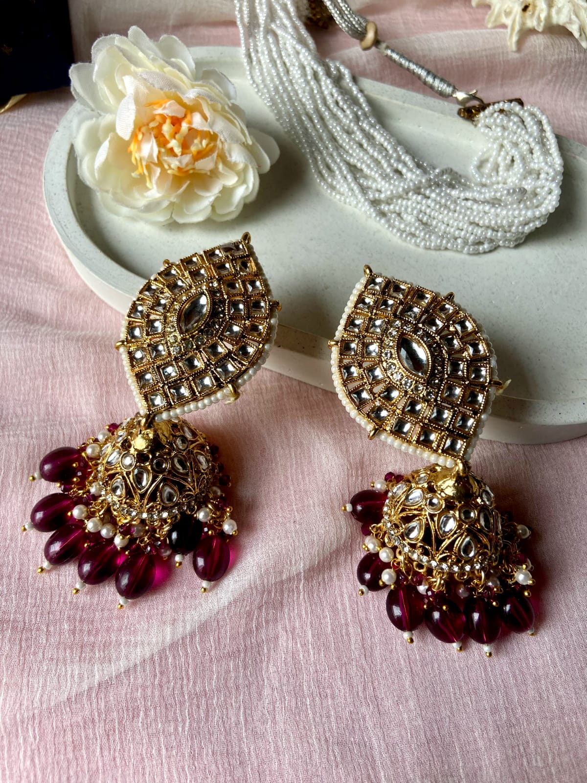 Nilufaar Real Kundan Jhumka
