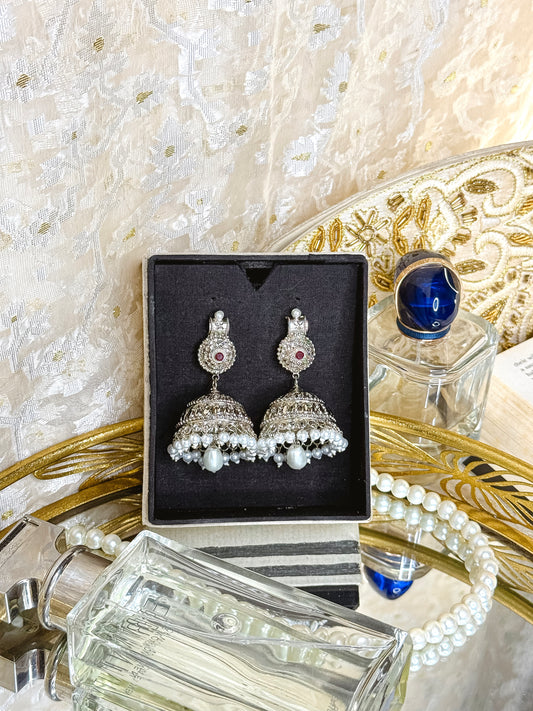 Meghla -High Quality Silver Jhumka