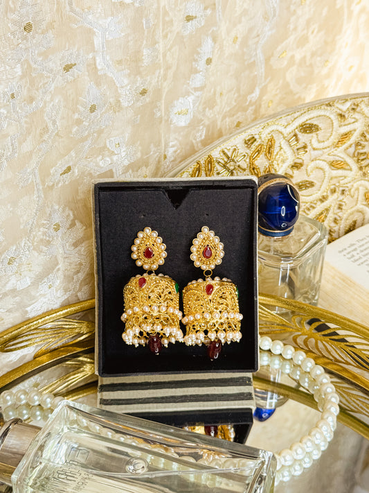 Avishar-High Quality Gold Polished Jhumka