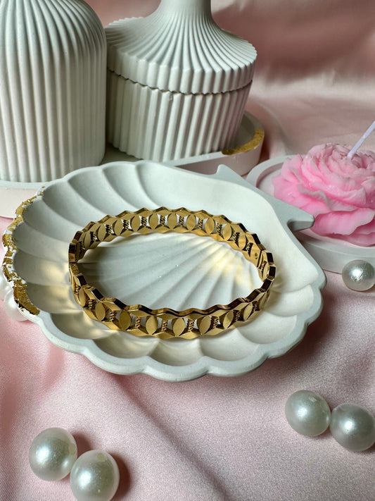 Minimalist Stainless Steel Round Texture Bracelet